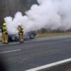 Pożar samochodu na autostradzie A4