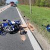 Zderzenie motocyklisty z samochodem na obwodnicy Opola.(Zdjęcia)