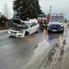Zderzenie bmw i audi w Komprachcicach koło Opola. Auto z systemu e-call powiadomiło służby.