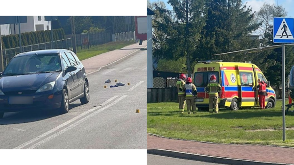 Potrącenie 15-latki w Borkach Wielkich w powiecie Oleskim. Na miejscu lądował LPR.