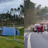 Bus spadł ze skarpy na obwodnicy Kędzierzyna-Koźla . Na miejscu lądował LPR.(Zdjęcia)