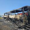 Pożar autobusu na autostradzie A4 w ,którym jechały dzieci. (Zdjęcia)