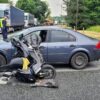 Strzelce Opolskie: zderzenie samochodu z motocyklem. Jedna osoba została poszkodowana.