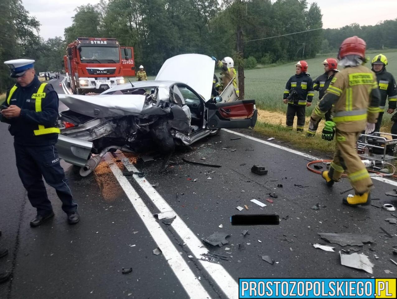 Gierałcice Małe:zderzenie dwóch samochodów.