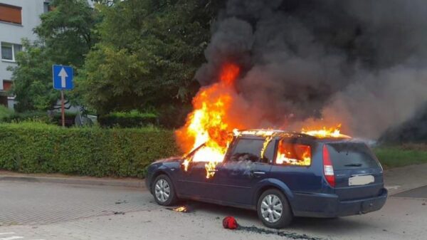 Auto spłonęło doszczętnie na osiedlu w Kędzierzynie Koźlu.