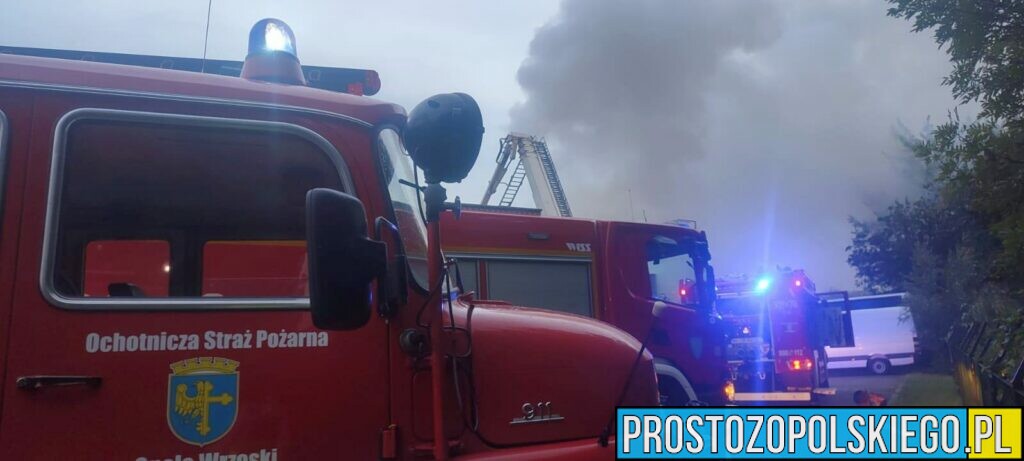 Pożar magazynu pod Opolem, pożar w Opolu, duży pożar pod Opolem, duży pożar w Opolu, palą sie magazyny,