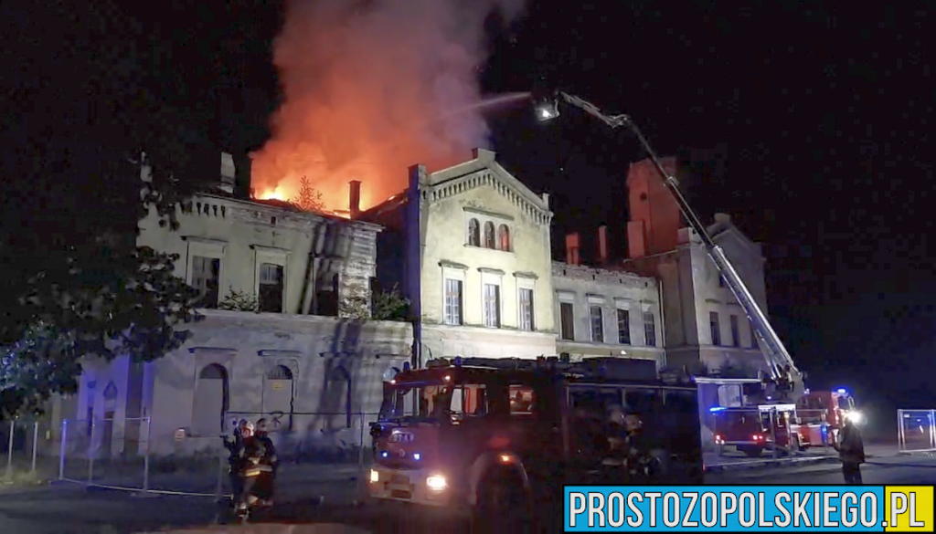 Pożar poddasza budynku dworca kolejowego w Głubczycach.