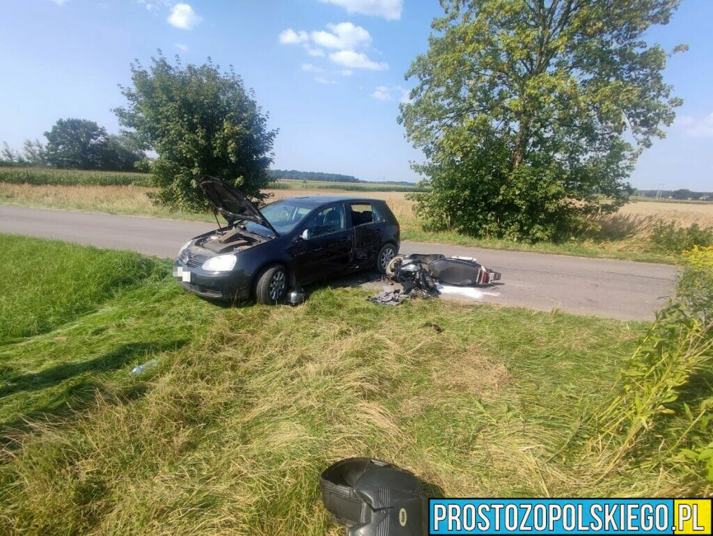 Nowa Janka: pijany motocyklista wjechał w samochód. Na miejscu lądował LPR.(Zdjecia&Wideo)