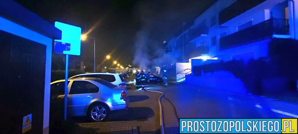 Pożar samochodu elektrycznego na ul.Krzemienieckiej w Opolu.(Zdjecia&Wideo)