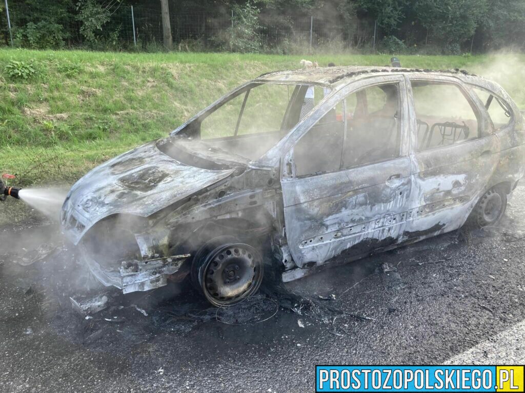 pożar samochodu na autostradzie