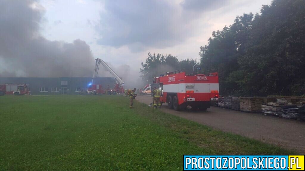 Pożar magazynu pod Opolem, pożar w Opolu, duży pożar pod Opolem, duży pożar w Opolu, palą sie magazyny,