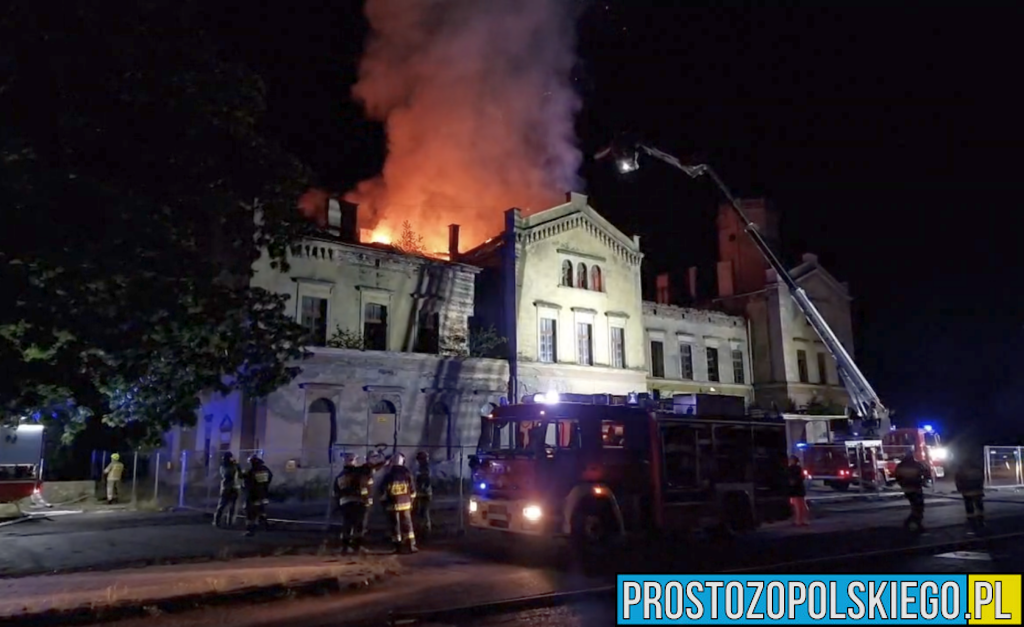 Pożar poddasza budynku dworca kolejowego w Głubczycach.