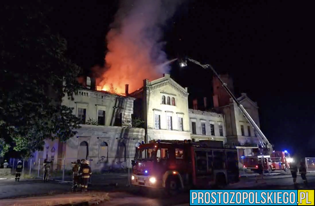 Pożar poddasza budynku dworca kolejowego w Głubczycach.