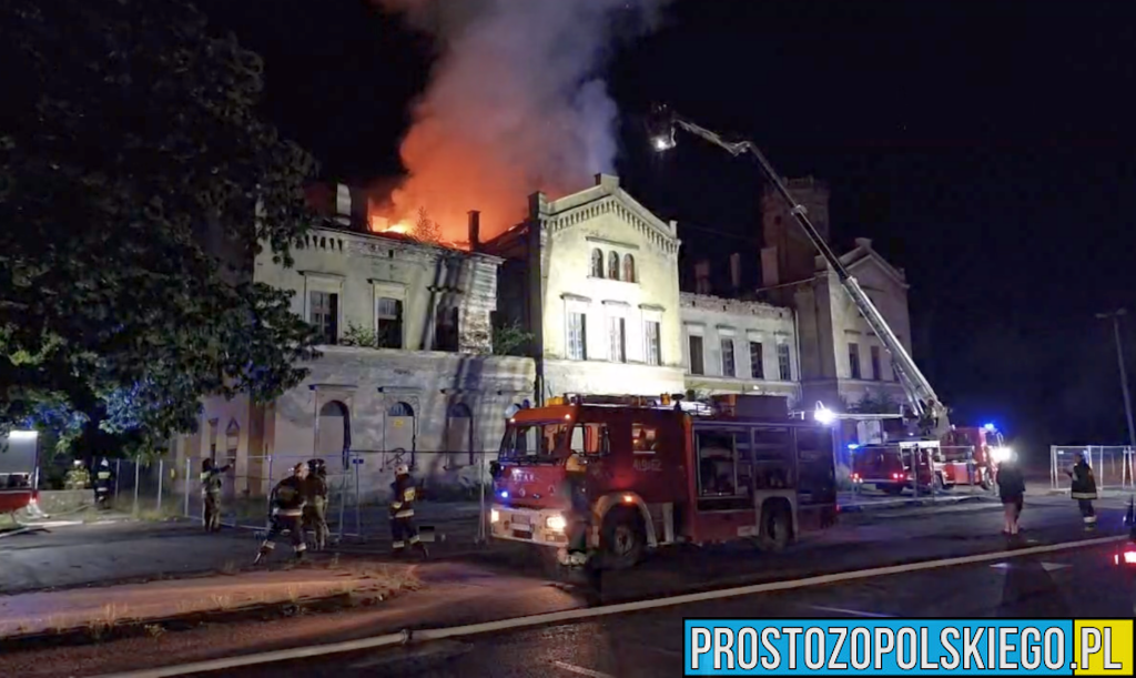 Pożar poddasza budynku dworca kolejowego w Głubczycach.