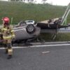 Wypadek autolawetny ,która przewoziła na przyczepie auta na autostradzie A4.(Zdjęcia)