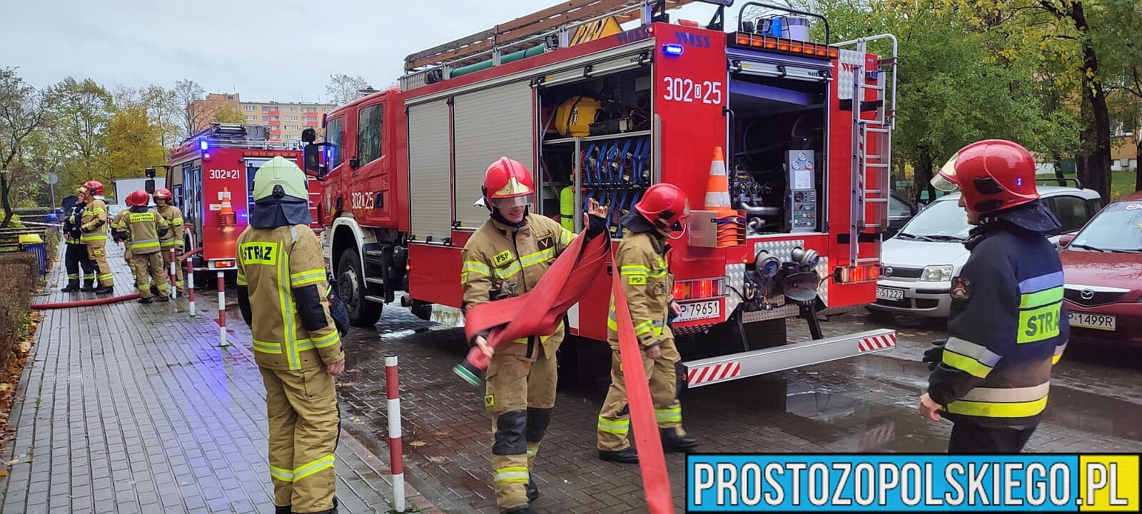 Pożar mieszkania na Chabrach w Opolu. Na miejscu 6 zastępów straży.