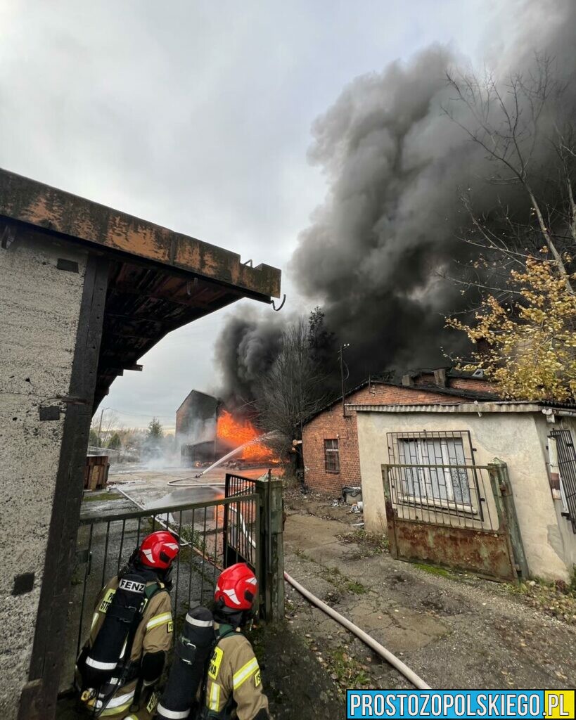 Potężny pożar hali magazynowej w Kędzierzynie Koźlu przy ul. Chełmońskiego.(Zdjęcia)