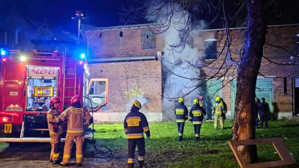 Pożar w pustostanie w Kędzierzynie Koźlu Porcie.