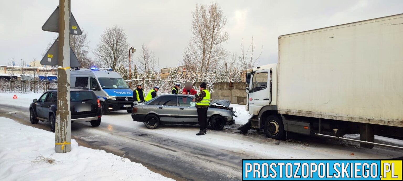 Zderzenie ciężarówki i audi na ul. Światowida w Opolu.(Zdjęcia)
