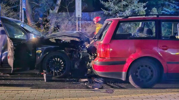 Zderzenie samochodów w Kędzierzynie Koźlu. Dwie osoby zostały proszkowane.(Zdjęcia)