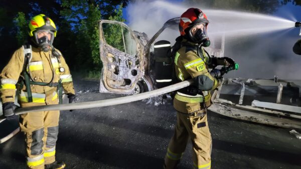 Pożar busa w miejscowości Kochłowice w powiecie kluczborskim .