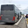 Kontrola autobusu ukraińskiej firmy z karetką w tle.