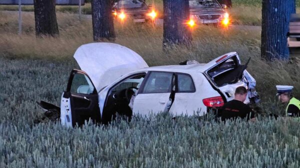 Pijany obywatel Ukrainy spasował wypadek na skrzyżowaniu DK 38 z DW 417. Jedna osoba była poszkodowana zabrana do szpitala. (Zdjęcia)