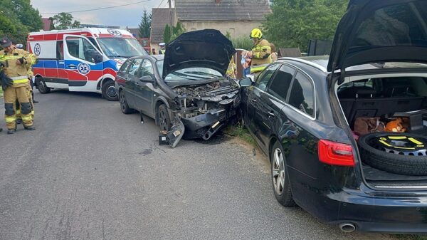 Kierujący Nissanem wjechał w zaparkowane Audi w miejscowości Nowaki.