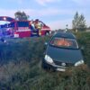 Kierujący samochodem wjechał do rowu, mając 2 promile w miejscowości Węgry. (Zdjęcia)