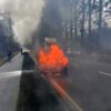 Pożar auta ulicy Wojska Polskiego w Kędzierzynie -Koźlu