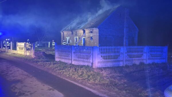 Pożar budynku w miejscowości Duczów Mały