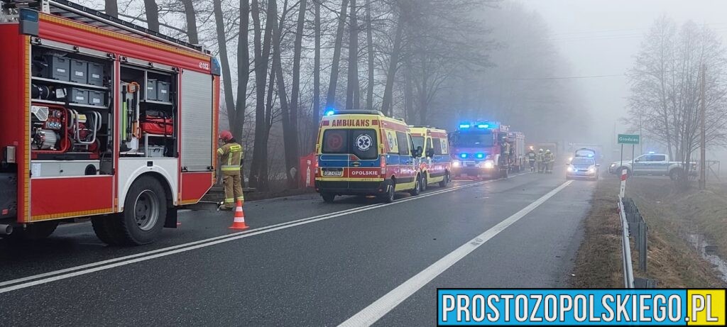 Wypadek Tułowice Małe. Czołowe zderzenie dwóch aut. Jedna osoba zabrana do szpitala (Zdjęcia)
