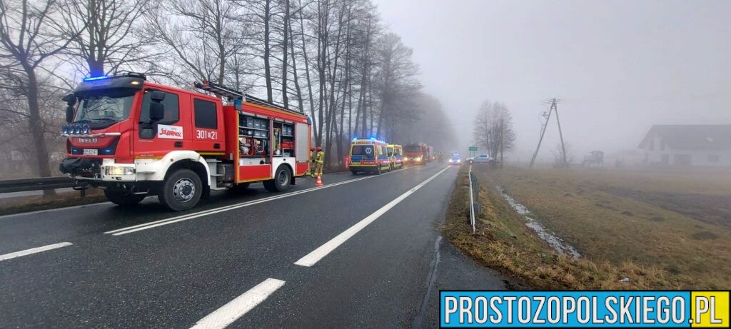 Wypadek Tułowice Małe. Czołowe zderzenie dwóch aut. Jedna osoba zabrana do szpitala (Zdjęcia)