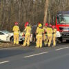 BMW wypadło z drogi do rowu. Niebezpieczny poranek na drogach Opolszczyzny