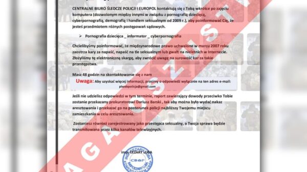 Uwaga! Kolejny raz przestępcy podszywają się pod policjantów CBŚP