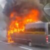 Pożar autobusu, który doszczętnie się spalił na autostradzie A4 na 240km kierunek Katowice. Autobusem podróżowała młodzież