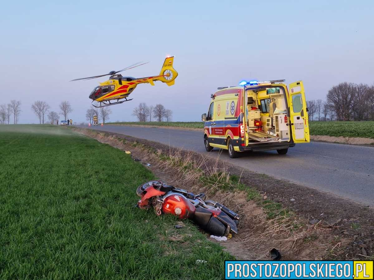 Wypadek drogowy z udziałem motocyklisty na trasie Prudnik–Dytmarów