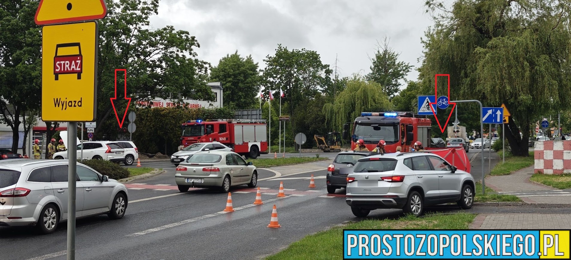 potrąceie rowerzystki, potrącenie rowerzysty, rower na przejściu wypadek, wypadek na przejeździe rowerowym, dwa wypadki, dwa wypadki na raz,