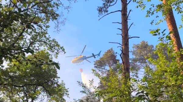 Pożar lasu w Kłodnicy. W akcji śmigłowiec gaśniczy