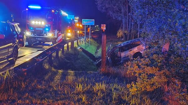 Dachowanie Forda w Grodźcu koło Ozimka – autem podróżowały dwie osoby