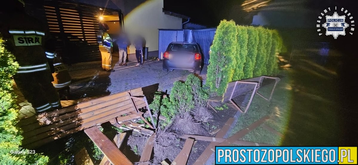 pijany kolumbijczyk, wypadek wypadek zimna wódka, wypadek strzelce, wjechał autem w garaż, staranował posesję,