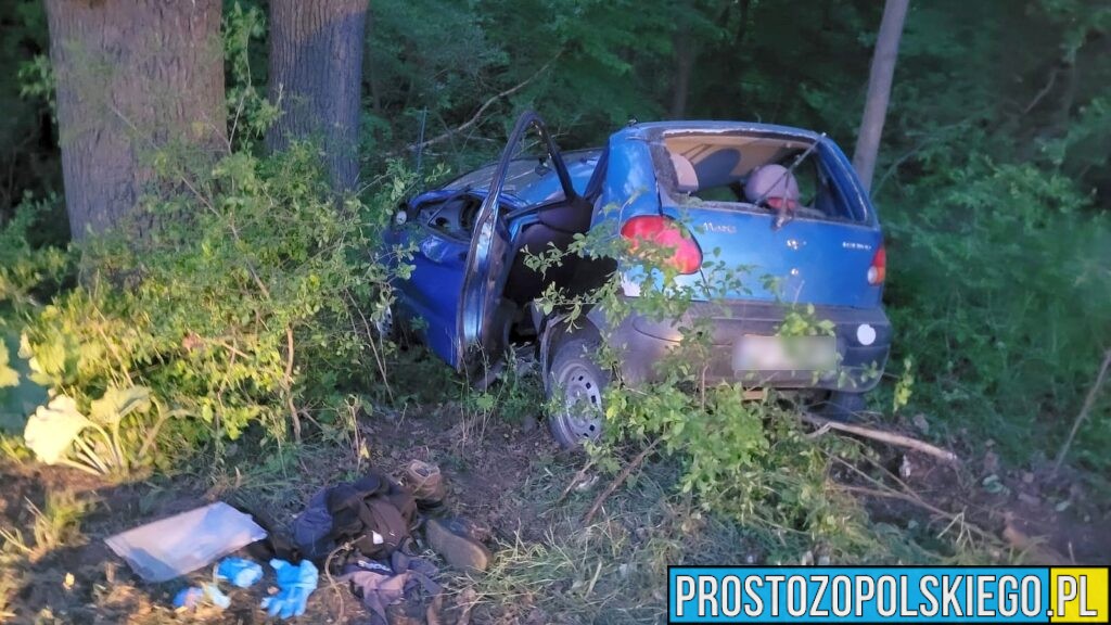 18-latek kierujący autem wjechał w drzewo. Kierowca i 16-letni pasażer zostali zabrana do szpitala. Na miejscu lądował LPR