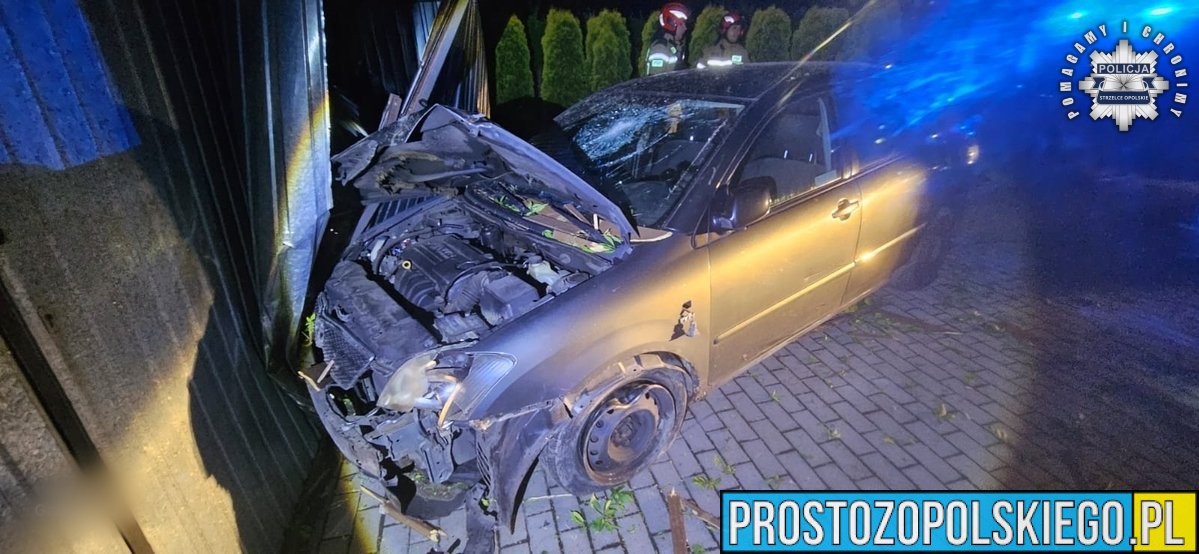 pijany kolumbijczyk, wypadek wypadek zimna wódka, wypadek strzelce, wjechał autem w garaż, staranował posesję,