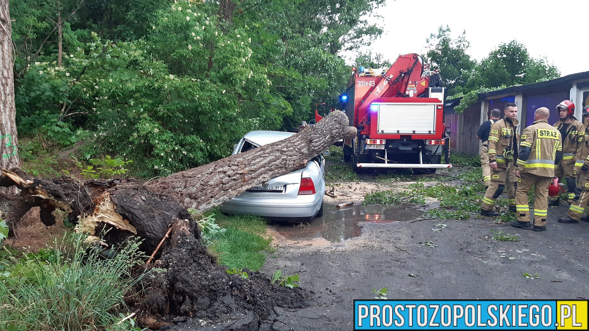 burza, burza opole, burza nad opolem, gwałtowna burza w Opolu, połamane drzewa, skutki burzy, strażacy usuwają skutki burzy,