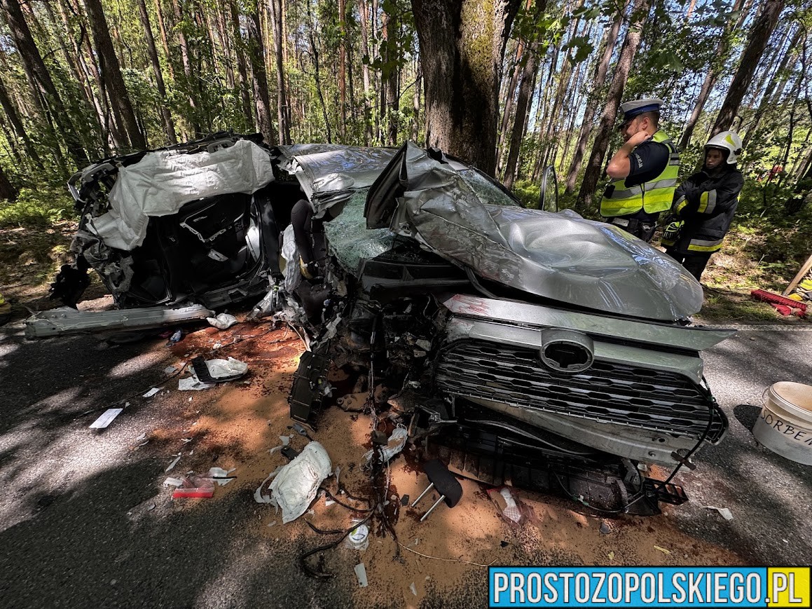 Smolarnia : Toyota rozerwana jak konserwa. 74-latek cudem przeżył!wypadek prószków, wypadek smolarnia, wypadek na dw414, rozbita toyota, rozbite auto na drzewie, poważny wypadek, smolarnia wypadek zderzenie auta z drzewem,