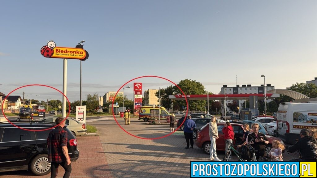 Akcja ratunkowa w Krapkowicach – śmigłowiec LPR lądował na ul. 3 Maja