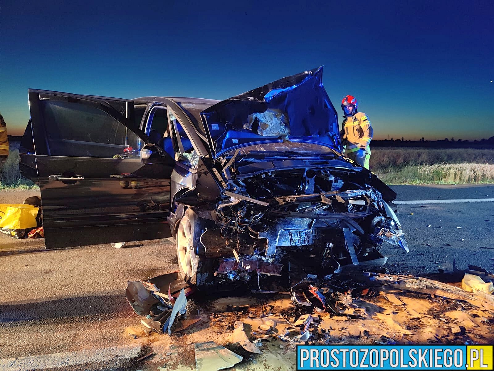Czołowe zderzenie na DK11 na obwodnicy Kluczborka. Sprawca obywatel Ukrainy miał ponad 2 promile alkoholu