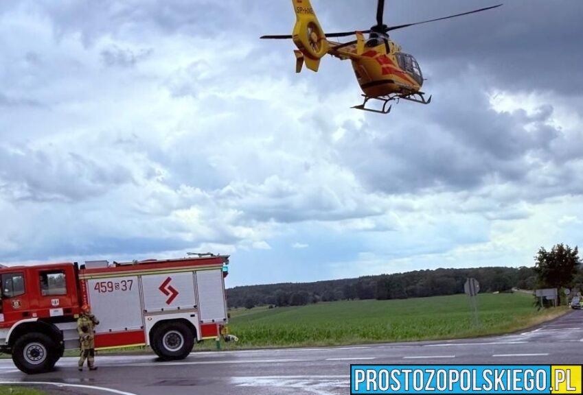 Poważny wypadek w Rudzińcu. Motocykliści w ciężkim stanie – interweniował LPR Ratownik 23 z Opolszczyzny