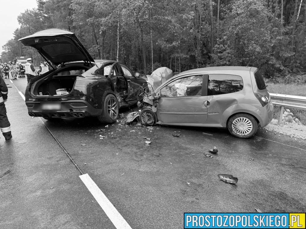 Śmiertelny wypadek na DK45. Jedna osoba nie żyje, trzy trafiły pod opiekę medyków