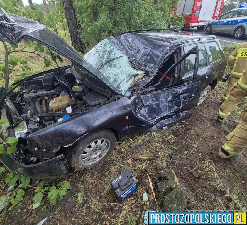 Wypadek na DW423 w miejscowości Kąty Opolskie. Jedna osoba zabrana do szpitalawypadek, znowu wypadek w kątach, ponowny wypadek w kątach, niebezpieczny zakręt w kątach, kąty opolskie niebezpieczna droga,